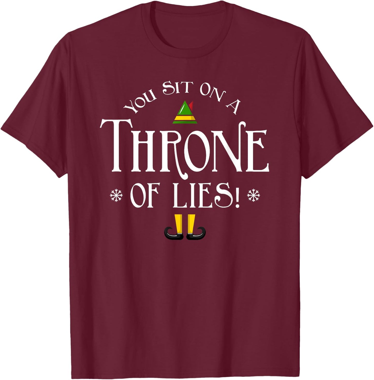 You Sit On A Throne Of Lies! Funny Christmas Fake Santa Gift T-Shirt - T-Shirt | Maroon