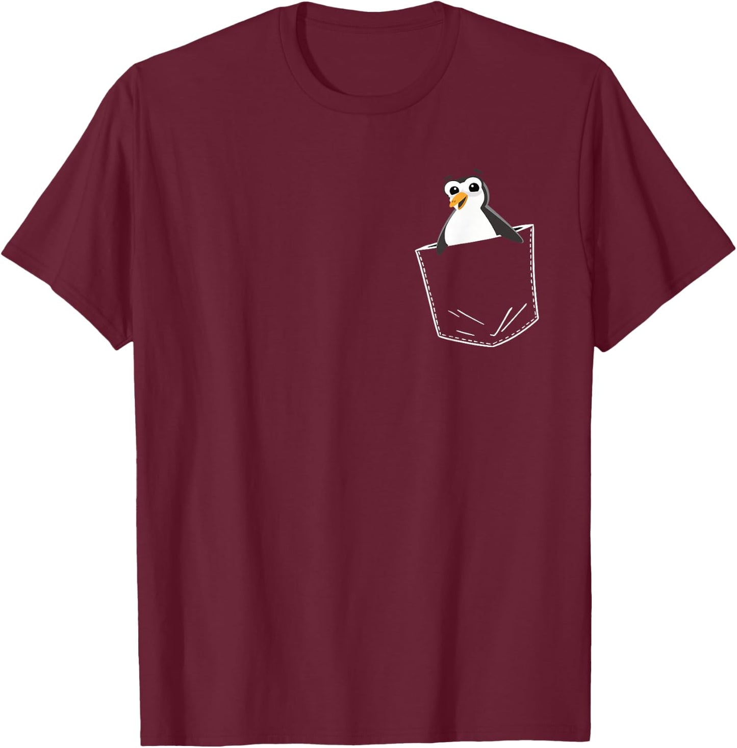 Cute Penguin Bag Pocket Penguin Lovers T-Shirt - T-Shirt | Maroon