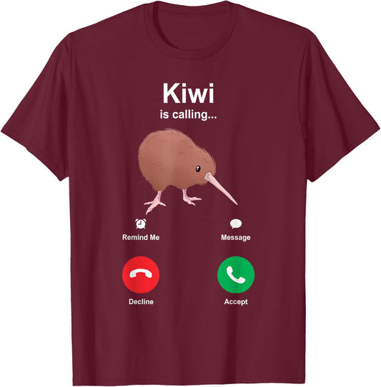 Kiwi Is Calling Kiwi Bird T-Shirt - T-Shirt | Maroon