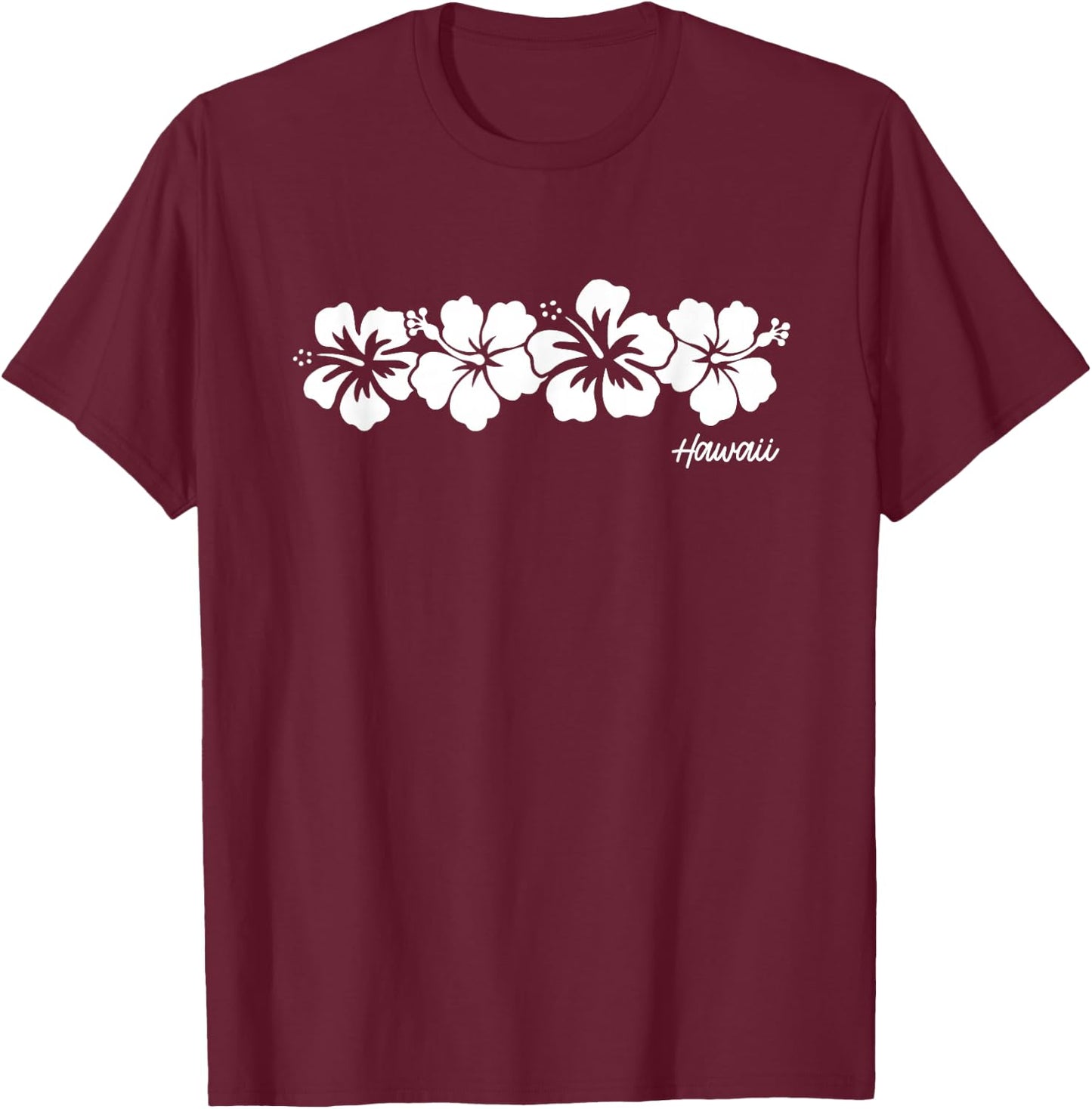Hawaii Souvenir Hibiscus Flower Hawaiian Girls Boys Graphic T-Shirt - T-Shirt | Maroon