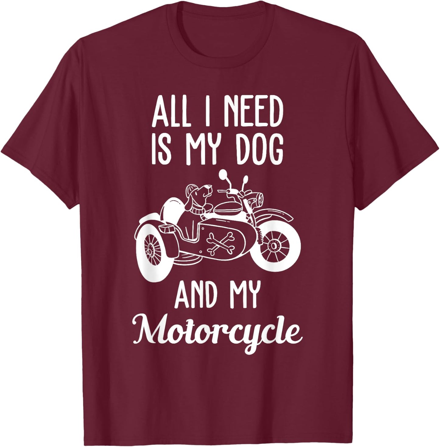 Motorbike Dog Lovers Motorcyclists Men Women T-Shirt - T-Shirt | Maroon