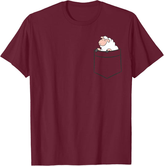 Sheep In The Pocket Cute Pocket Sheep T-Shirt - T-Shirt | Maroon
