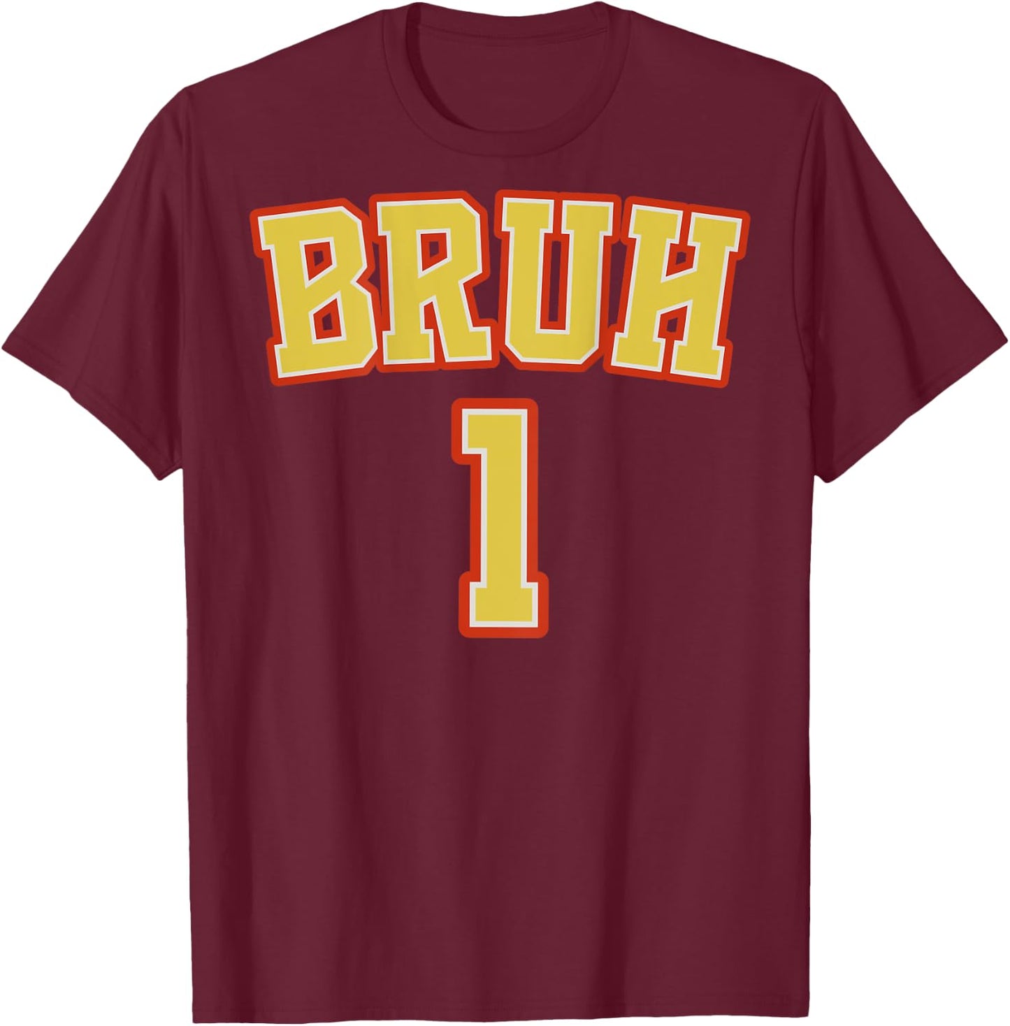 (BACK PRINT) Bruh 1 and 2 Funny Matching Brother Twin Boys T-Shirt - T-Shirt | Maroon