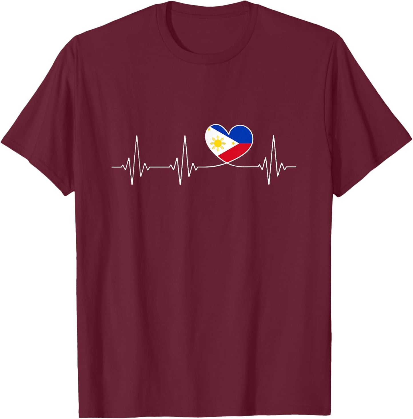 Philippines Love & Filipino Flag with Heart for Philippines T-Shirt - T-Shirt | Maroon