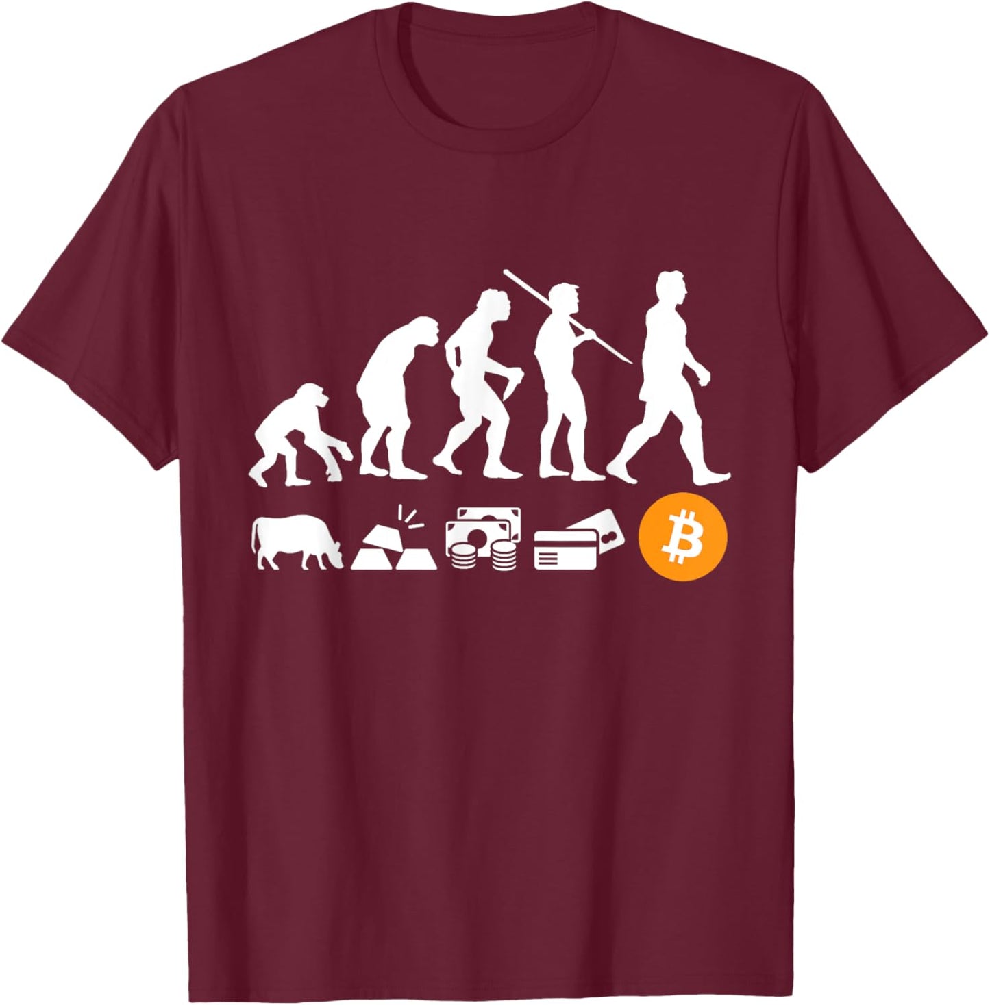 Bitcoin Evolution of Money | A BTC Crypto T-Shirt - T-Shirt | Maroon