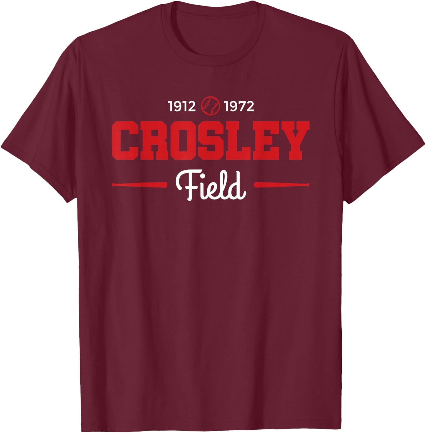 Crosley Field Retro Cincinnati Baseball T-Shirt - T-Shirt | Maroon