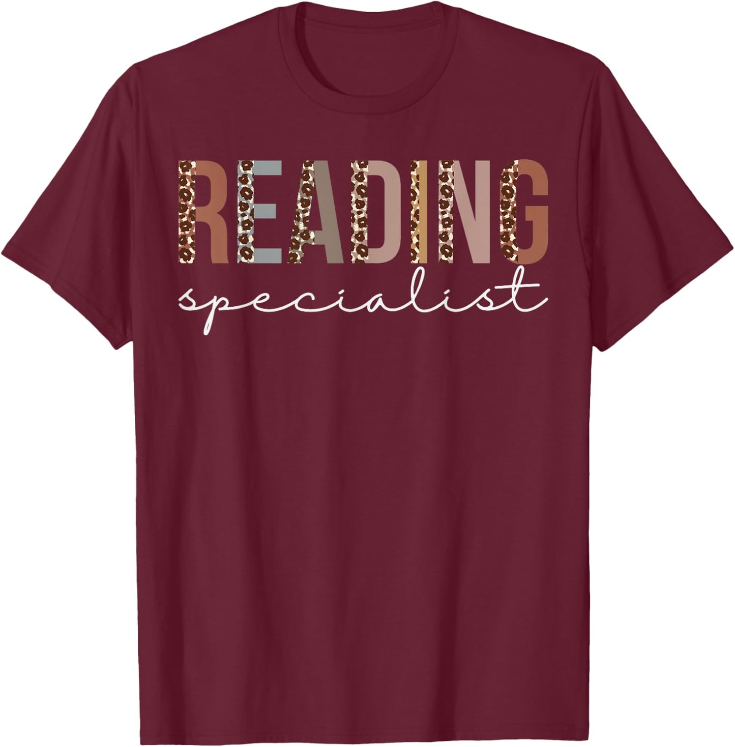 Reading Specialist Leopard Appreciation For Work T-Shirt - T-Shirt | Maroon