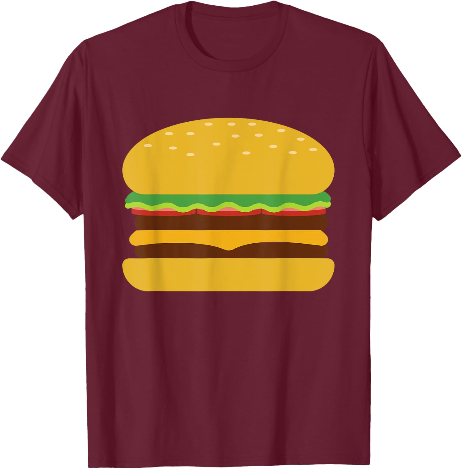 Cool Hamburger Art Men Women Minimalist Burger Cheeseburger T-Shirt - T-Shirt | Maroon