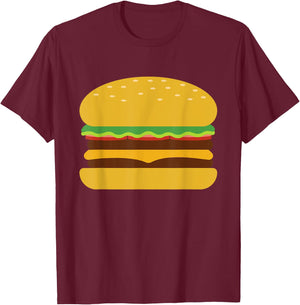 Cool Hamburger Art Men Women Minimalist Burger Cheeseburger T-Shirt - T-Shirt | Maroon
