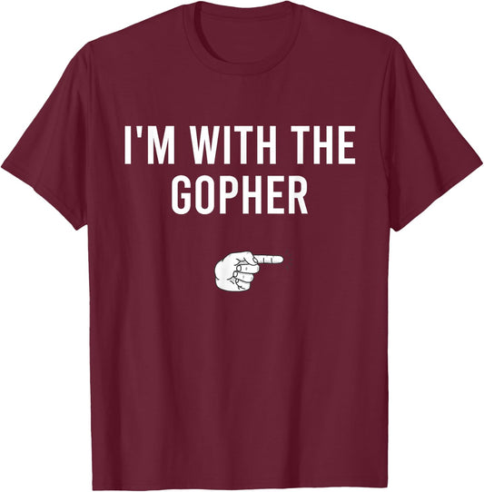 I'm with The Gopher Halloween Costume Funny Matching Couple T-Shirt - T-Shirt | Maroon