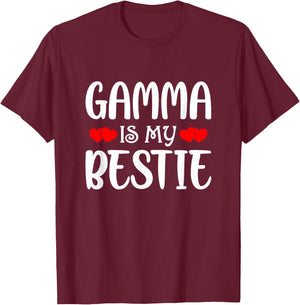 Gamma Is My Bestie Toddler Design from Grandma Grandpa T-Shirt - T-Shirt | Maroon