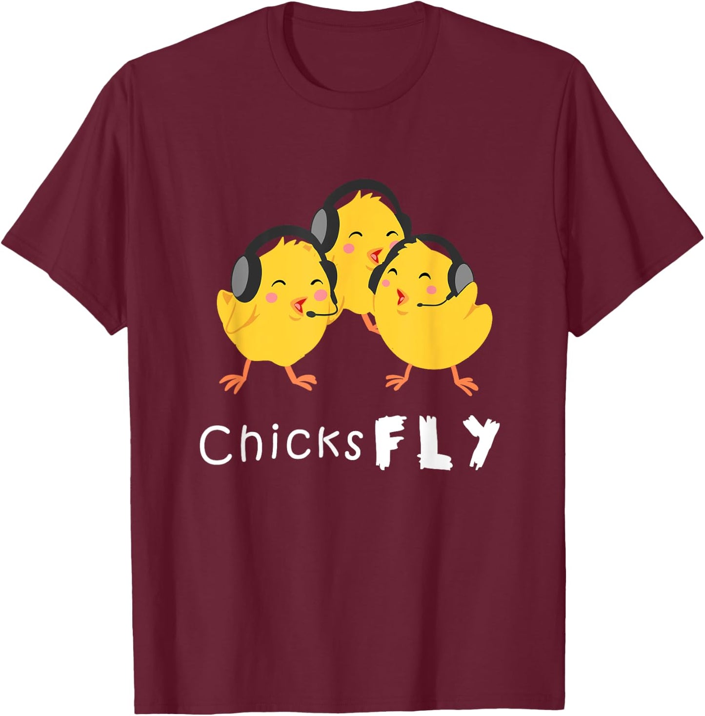 Female Pilot Gift Jet Plane Aviation Chick T-Shirt - T-Shirt | Maroon