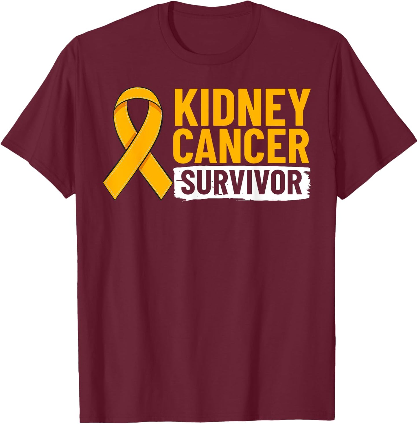 Kidney Cancer Orange Ribbon Awareness Survivor T-Shirt - T-Shirt | Maroon