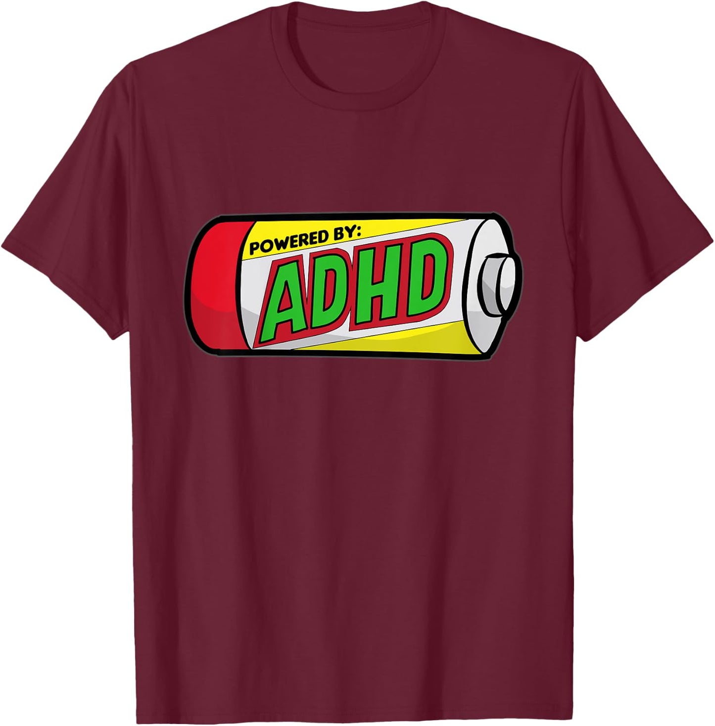 Kids Powered by ADHD | funny Children Gift T-Shirt - T-Shirt | Maroon