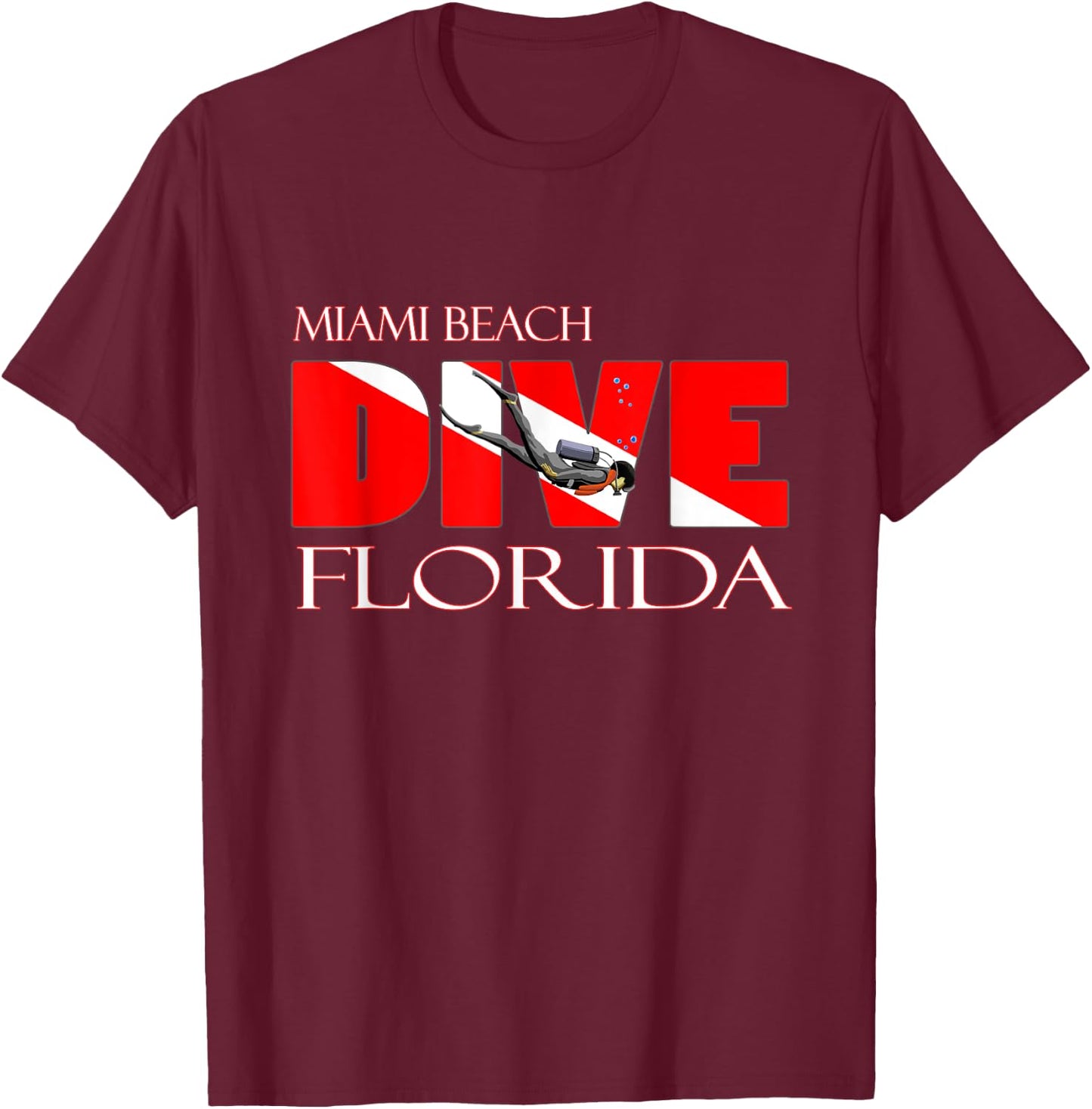 DIVE Miami Beach Florida SCUBA Diving Snorkeling Women Kids T-Shirt - T-Shirt | Maroon