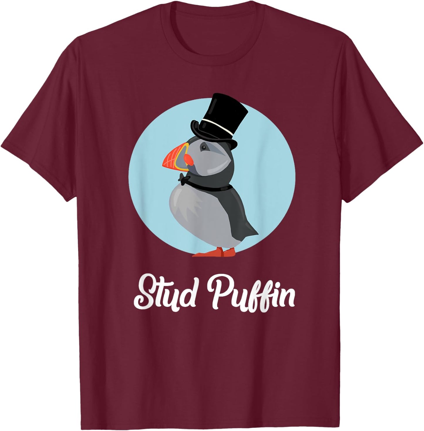 Stud Puffin Seabird Lover Stud Muffin Gift T-Shirt - T-Shirt | Maroon