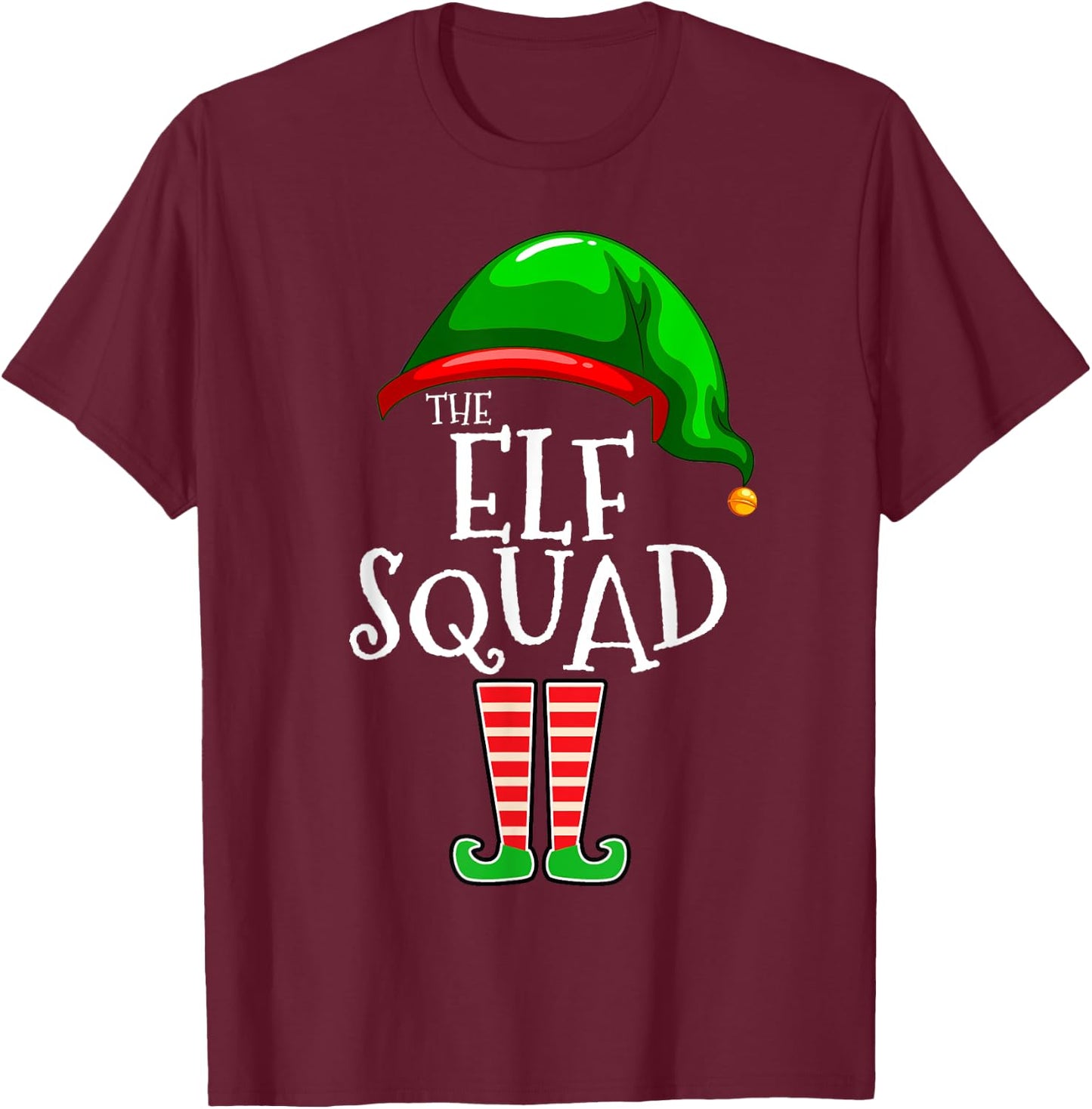 The Elf Squad Family Matching Group Christmas T-Shirt - T-Shirt | Maroon