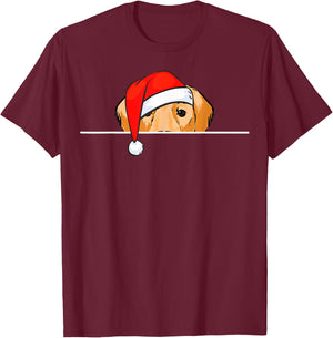 Golden Retriever Dog Christmas Men Women Kids T-Shirt - T-Shirt | Maroon