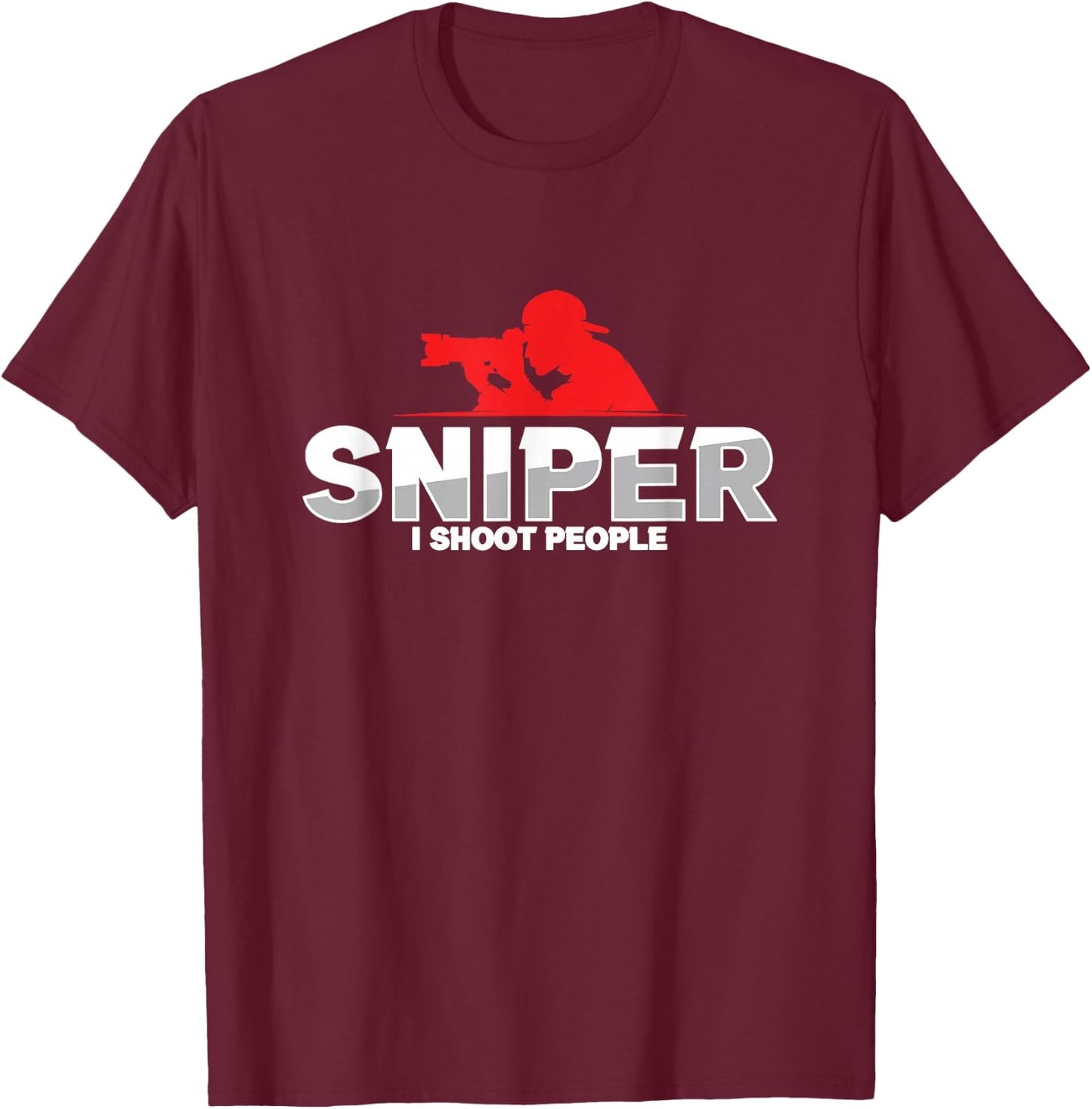 Sniper Photographer Photography Photojournalist Cameraman T-Shirt - T-Shirt | Maroon