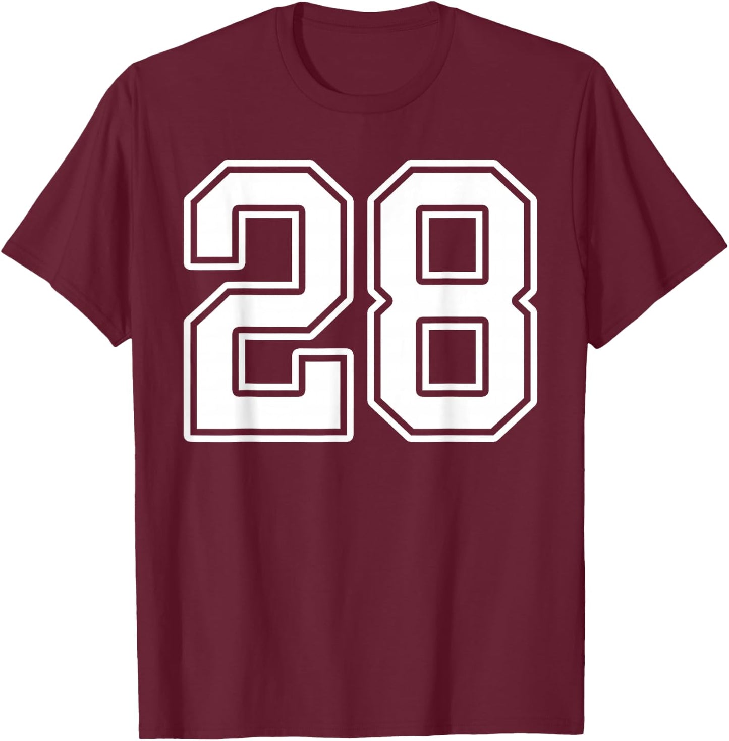 Number 28 Fan Player Jersey Style #28 Men Women Kids T-Shirt - T-Shirt | Maroon