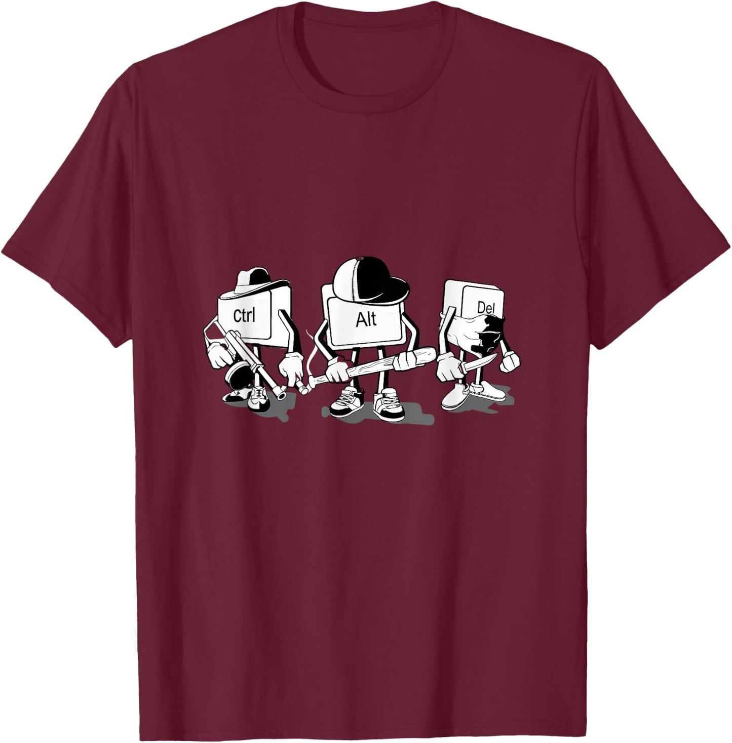 Ctrl Alt Del Gangsters - Funny Ctrl Alt Del T-Shirt - T-Shirt | Maroon