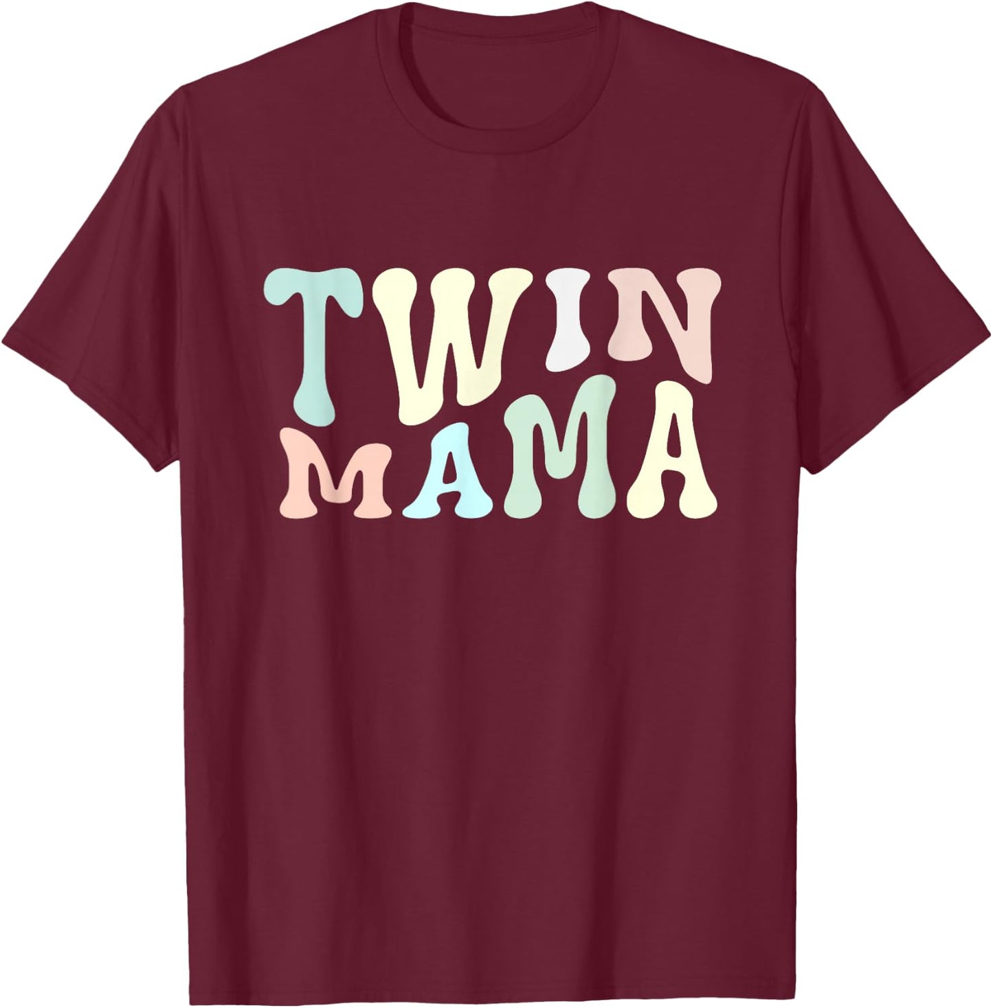 Retro Twin Mama Twin Mom Established Mom Motherhood T-Shirt - T-Shirt | Maroon