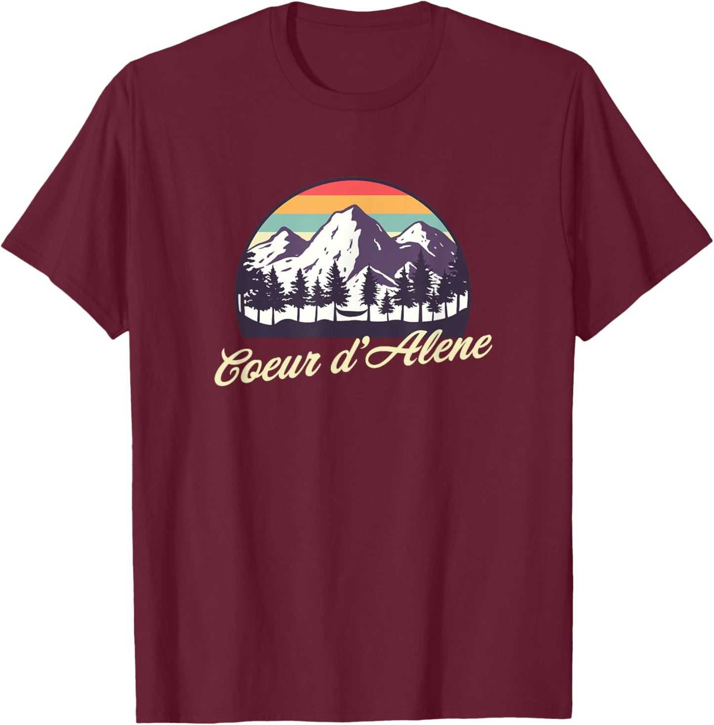 Retro Coeur d’Alene Idaho Vintage Outdoors T-Shirt - T-Shirt | Maroon