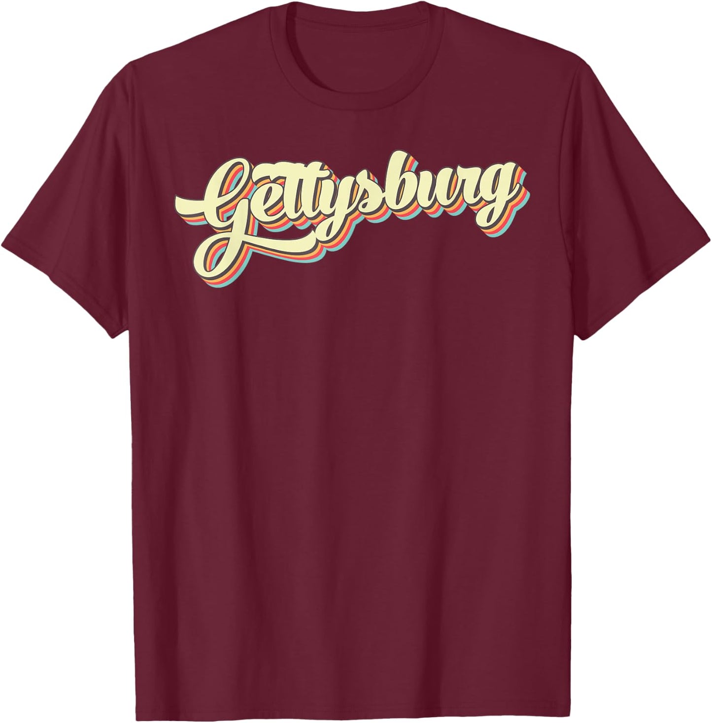 Gettysburg Retro Art Baseball Font Vintage T-Shirt - T-Shirt | Maroon