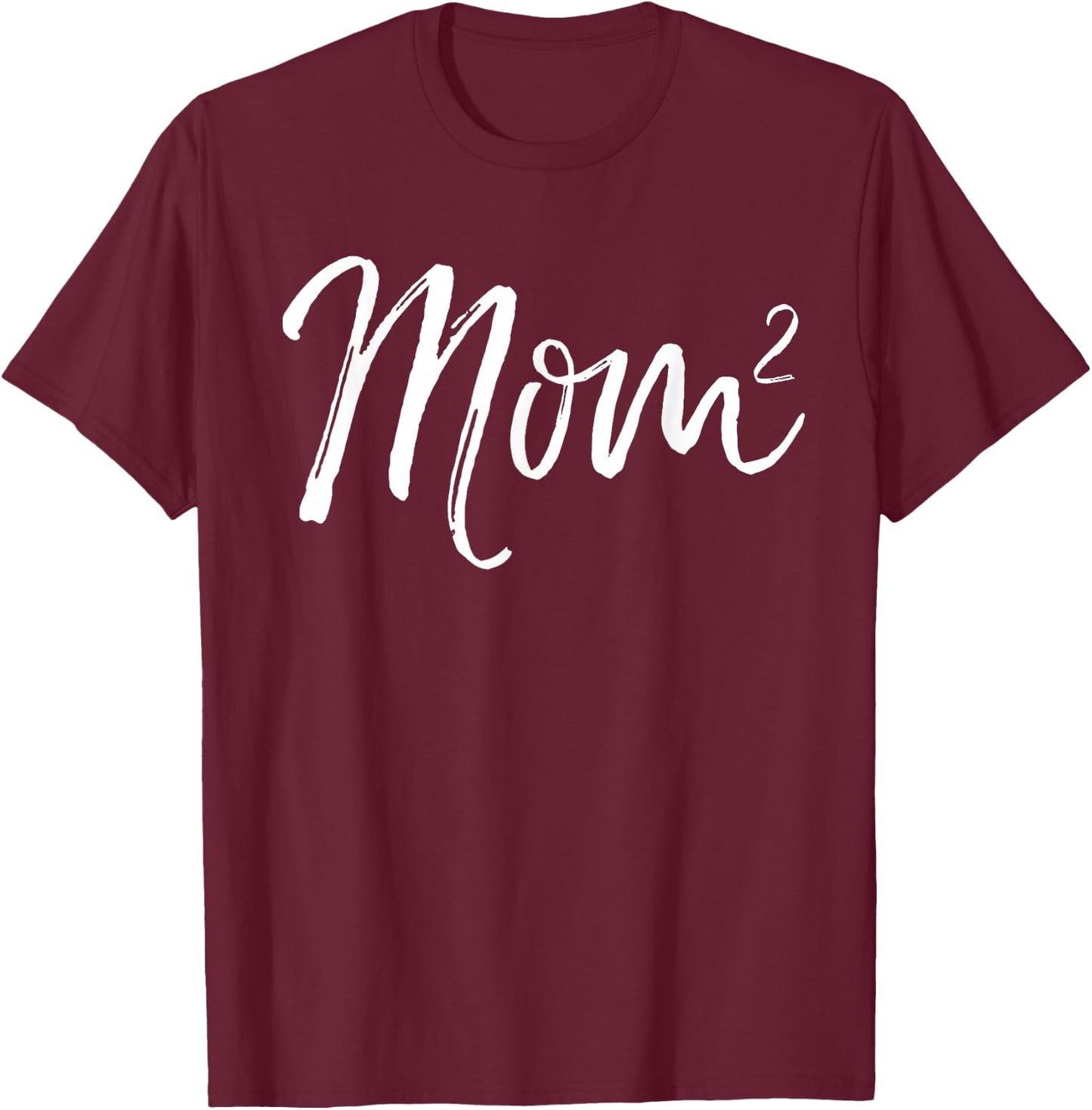 Cute Mom Shirts Mother's Day Gifts Design Studio Women's Mom Squared Cute Twin Mom Second Child Announcement Black Small Classic Fit Short Sleeve T-Shirt - T-Shirt | Maroon