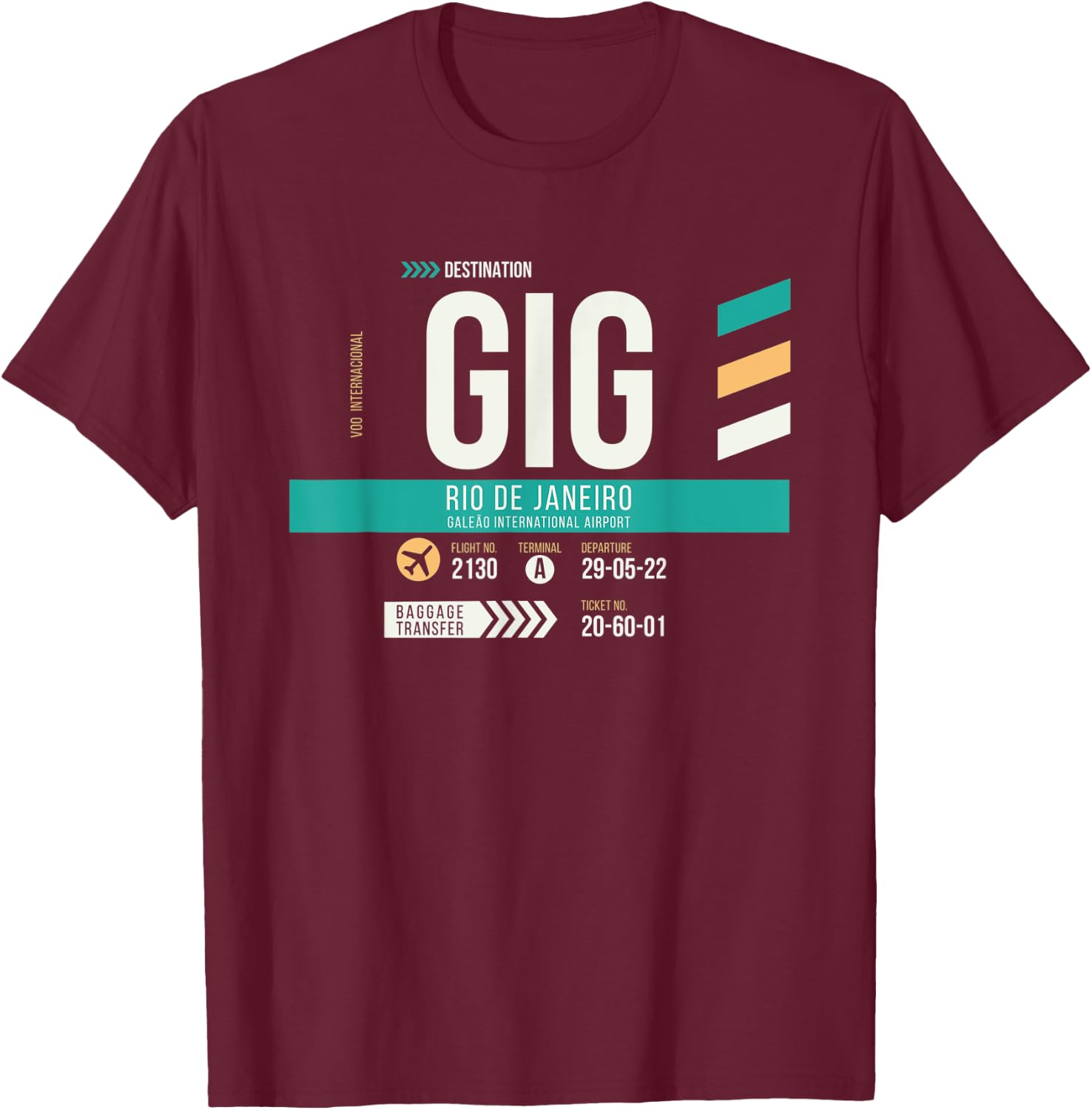Vintage Rio GIG Airport Code Retro Travel Day Brazil T-Shirt - T-Shirt | Maroon