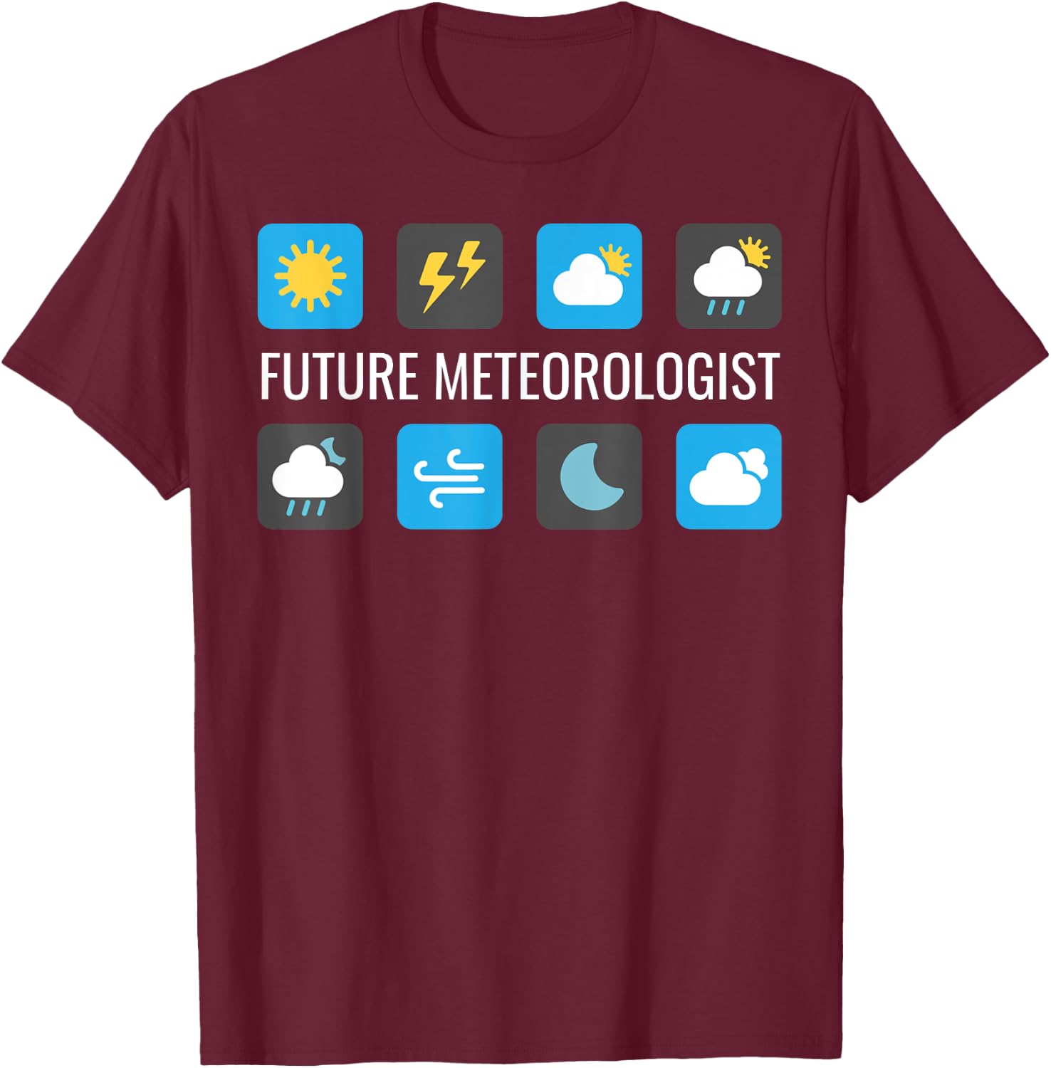 Future Meteorologist Weather Forecast Icons Gift T-Shirt - T-Shirt | Maroon