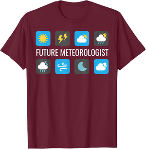 Future Meteorologist Weather Forecast Icons Gift T-Shirt - T-Shirt | Maroon