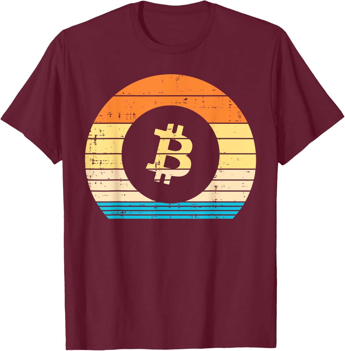 Bitcoin Sunset Retro BTC Crypto Cryptocurrency Men Women T-Shirt - T-Shirt | Maroon