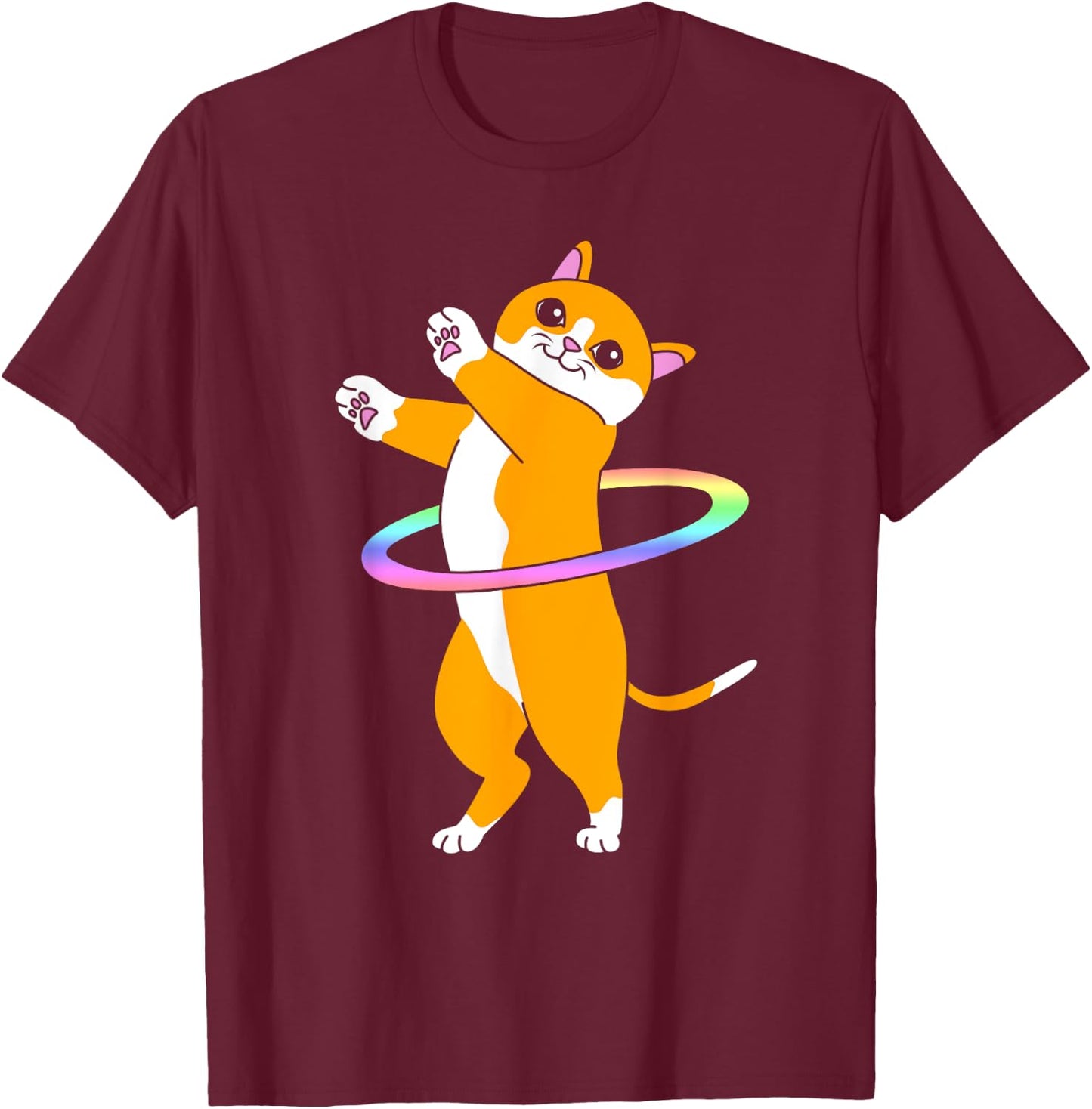 Cute Dancer Hula Hooper Cat Hula Hoop T-Shirt - T-Shirt | Maroon