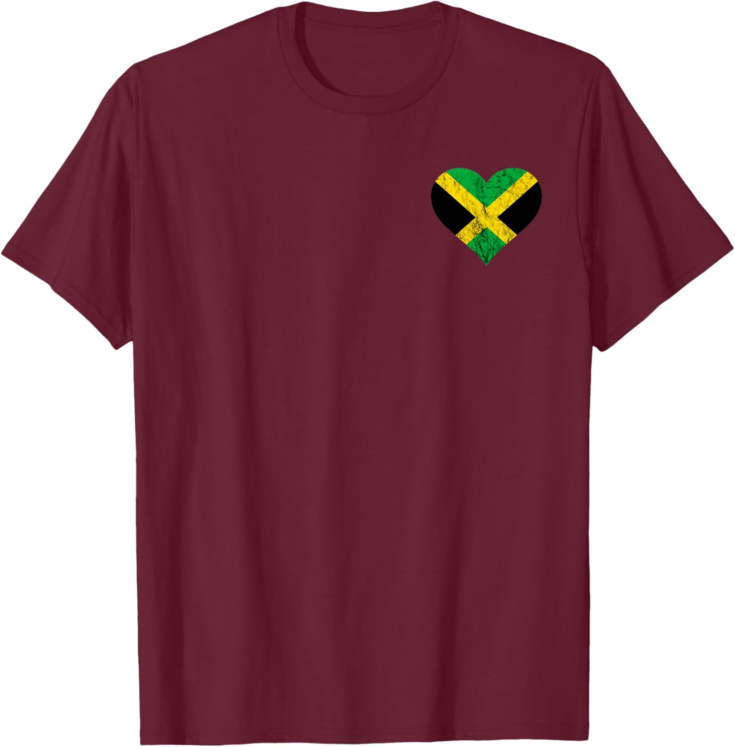 Jamaica Heart Jamaican Pride Caribbean Heritage Flag T-Shirt - T-Shirt | Maroon