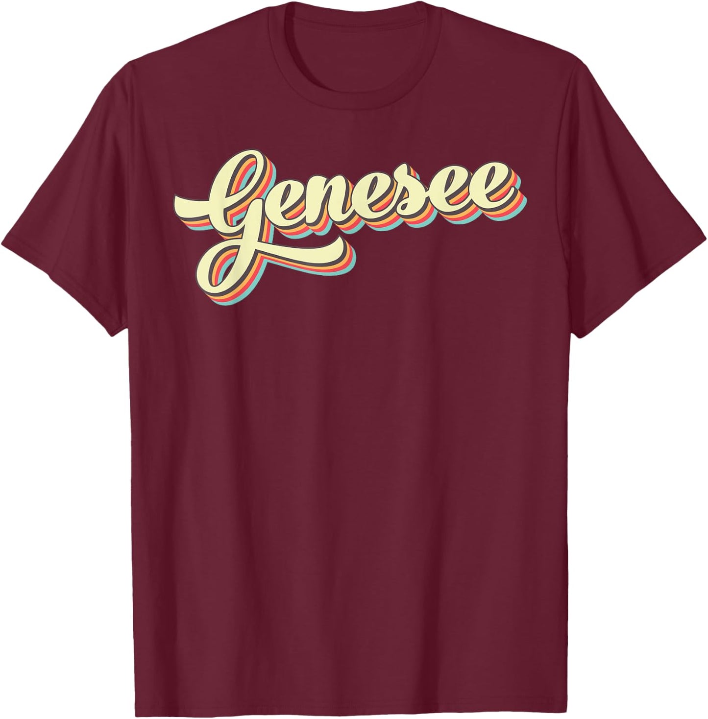 Genesee Retro Art Baseball Font Vintage T-Shirt - T-Shirt | Maroon