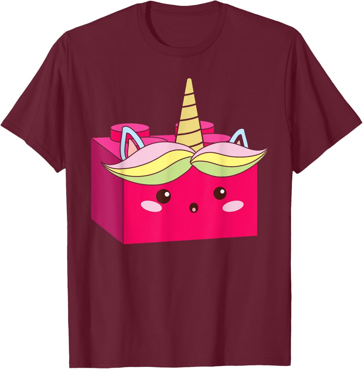 Unicorn Lover Master Builder Bricks Building Blocks T-Shirt - T-Shirt | Maroon