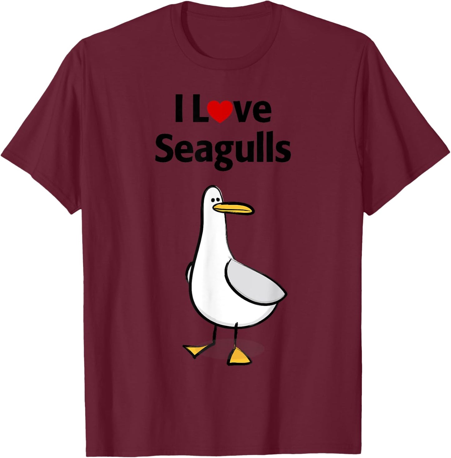 I Love Seagulls T-Shirt - T-Shirt | Maroon