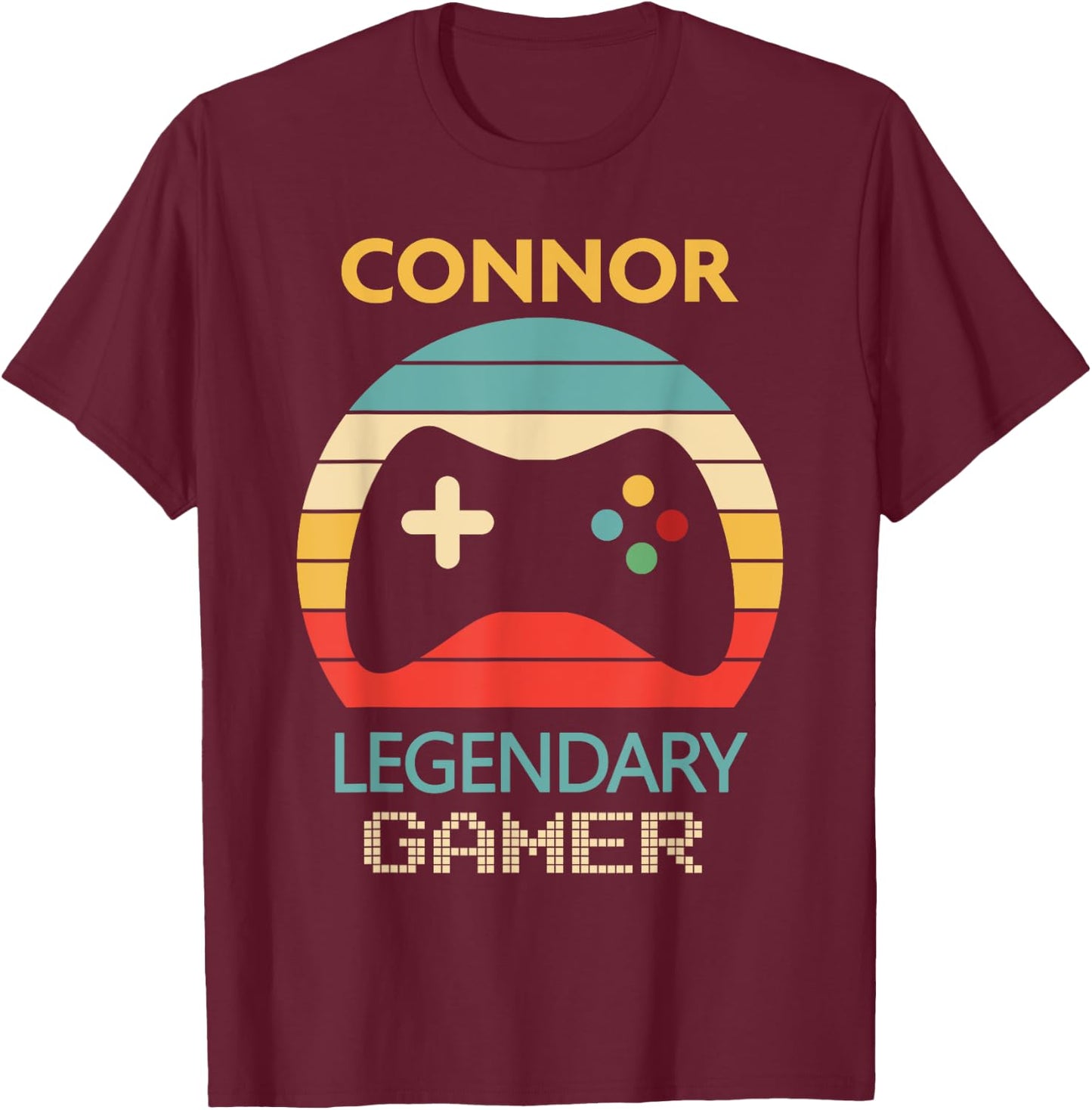 Connor Name Gift - Personalized Legendary Gamer T-Shirt - T-Shirt | Maroon