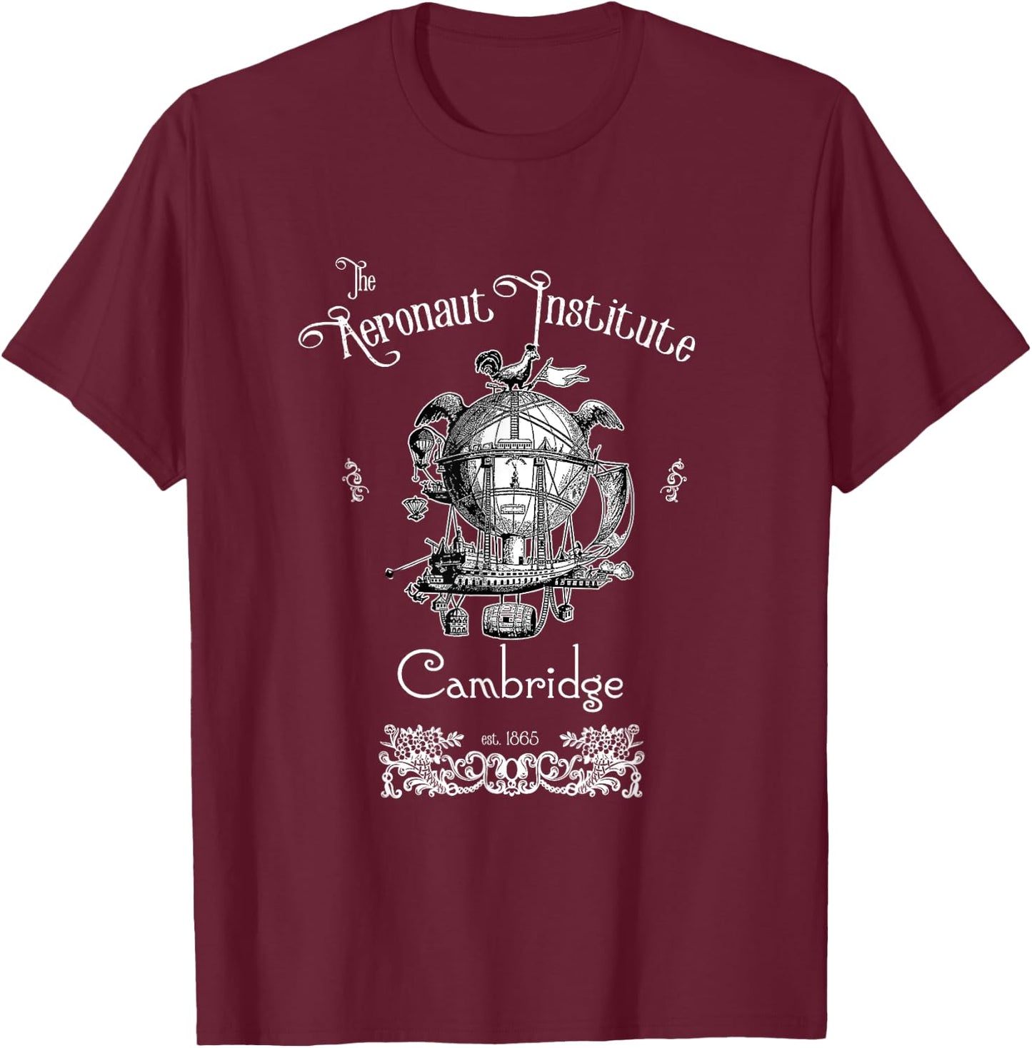 The Aeronaut Institute Steampunk dirigible pilot T-Shirt - T-Shirt | Maroon