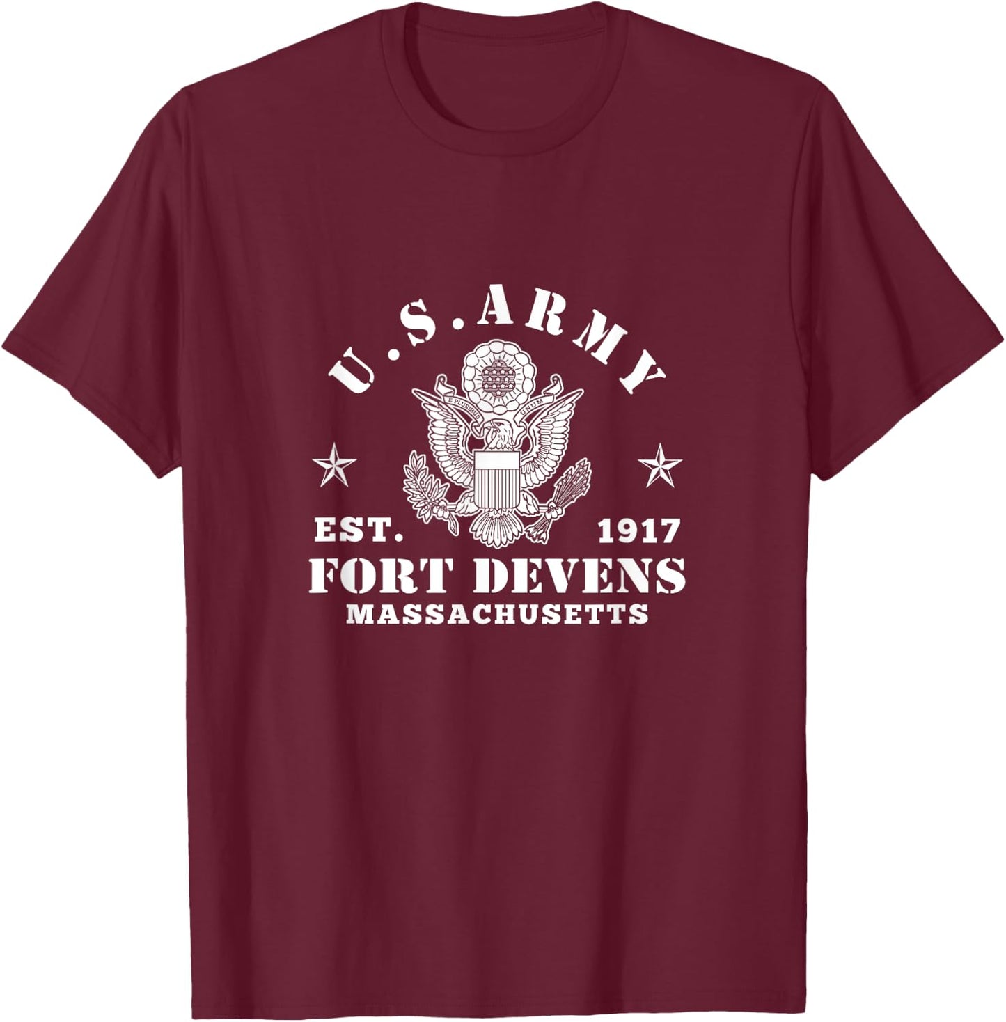 Fort Devens Massachusetts US Army Base T-Shirt - T-Shirt | Maroon