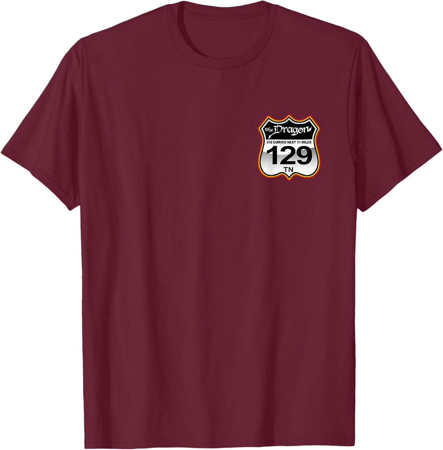 The Dragon US 129 318 Curves 11 Miles Design T-Shirt - T-Shirt | Maroon