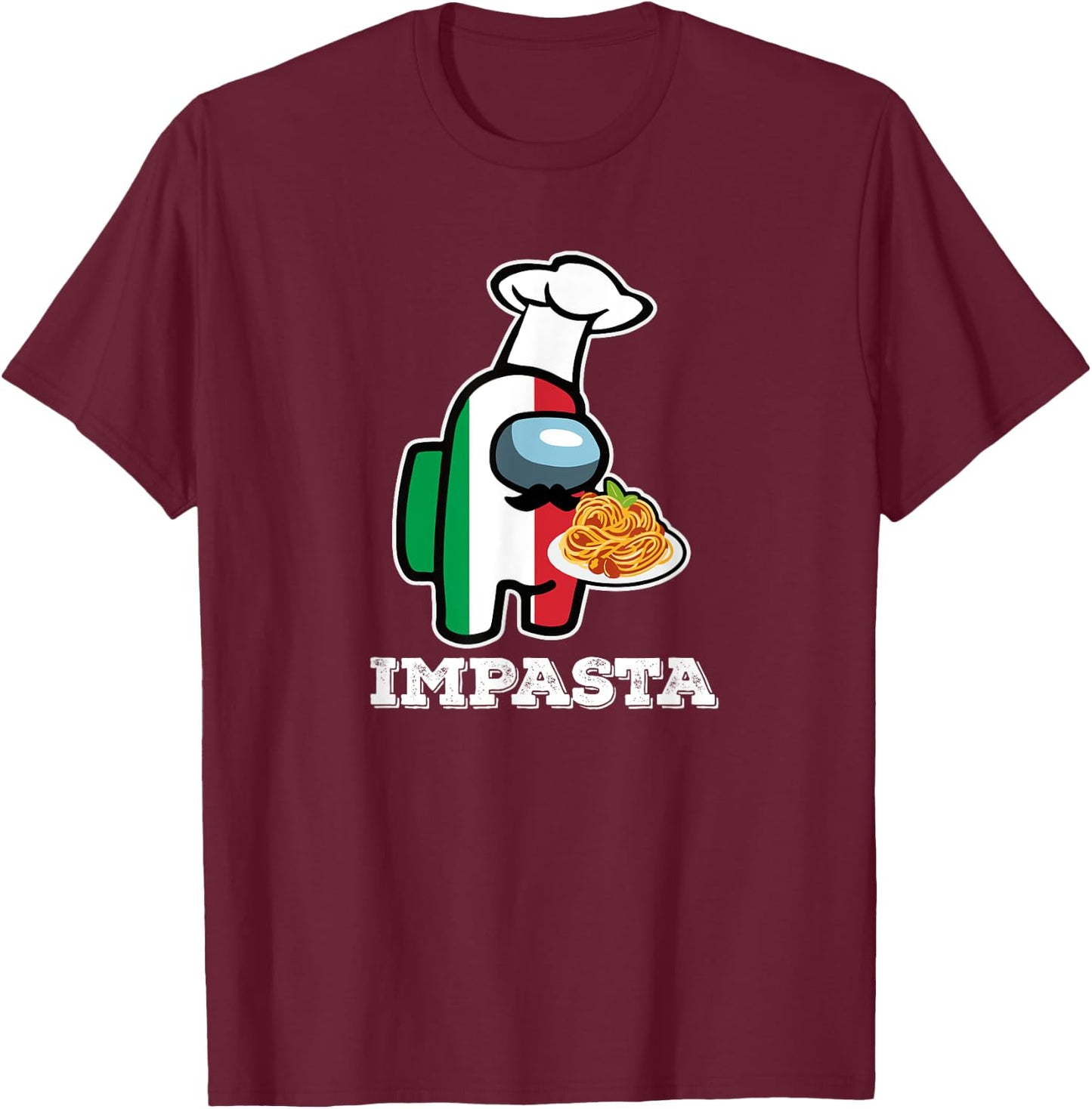 Impasta Fun Noodle Design T-Shirt - T-Shirt | Maroon