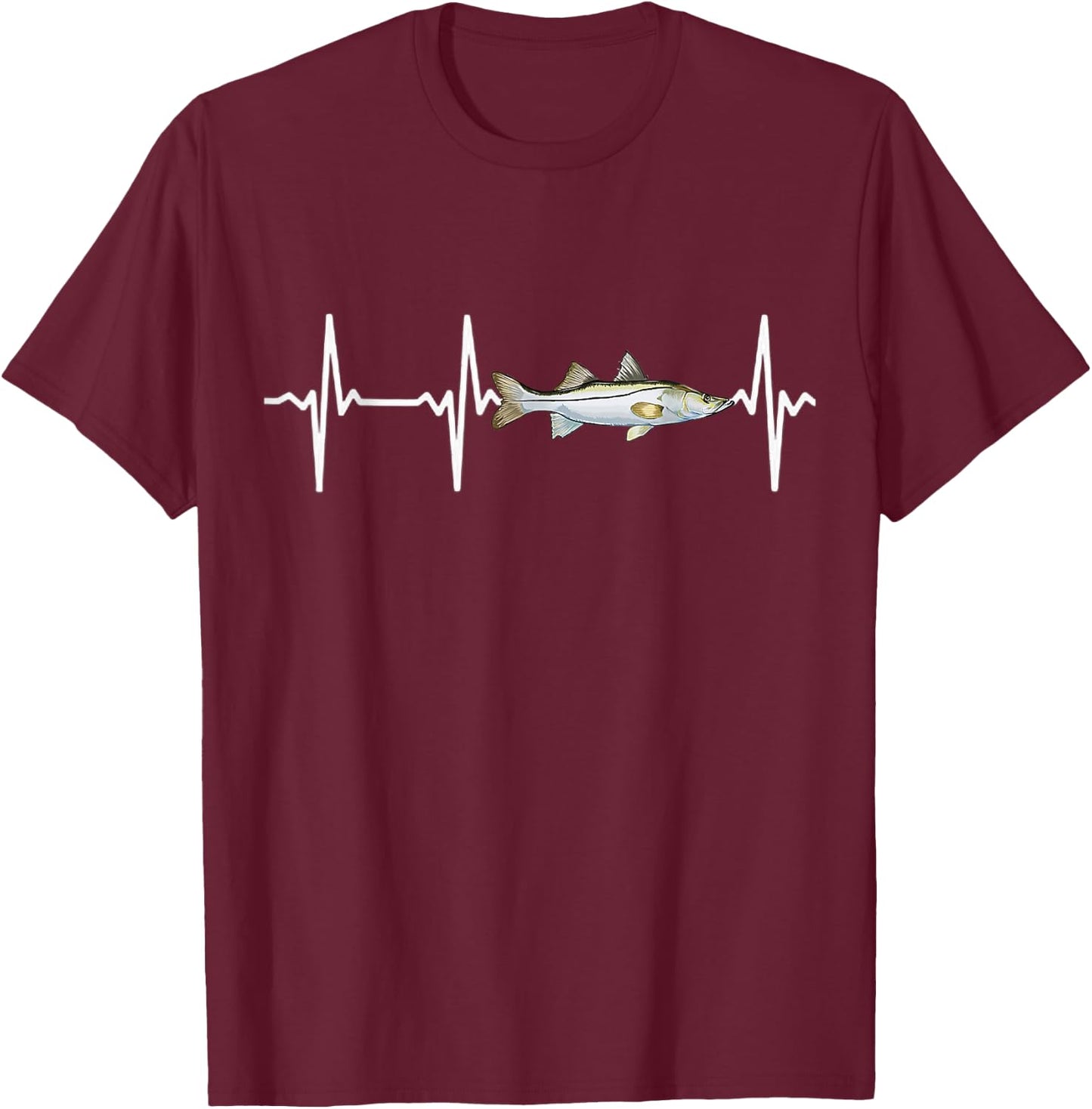 Snook Heartbeat For Saltwater Fish Fishing Lovers T-Shirt - T-Shirt | Maroon