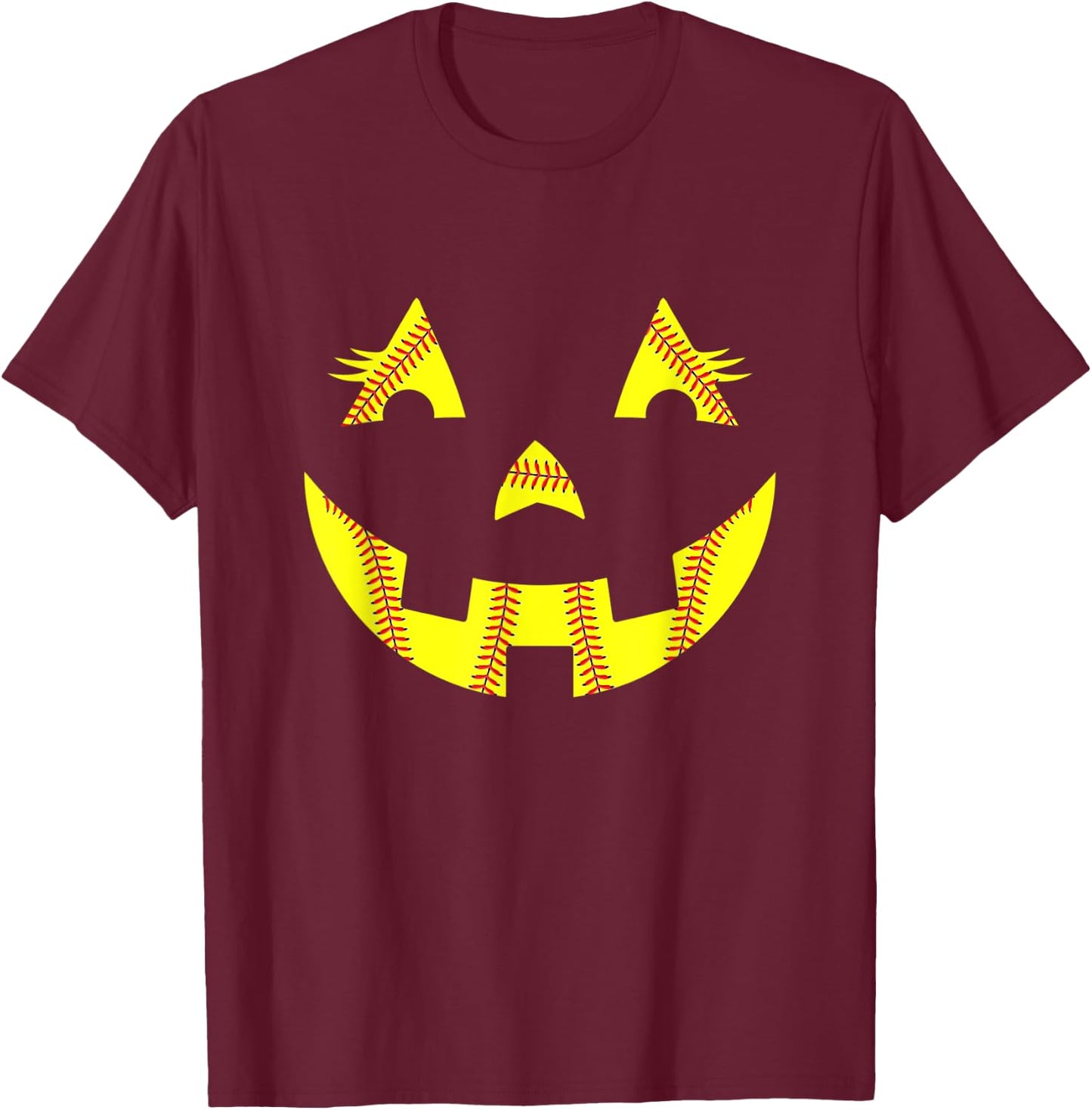 Jack O Lantern Softball Halloween Costume Mom Women Girls T-Shirt - T-Shirt | Maroon
