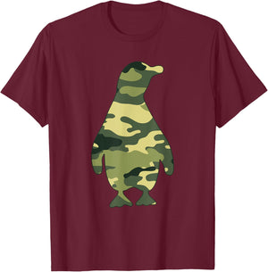 Military Penguin Camo Men Print US Bird Animal Veteran Gift T-Shirt - T-Shirt | Maroon