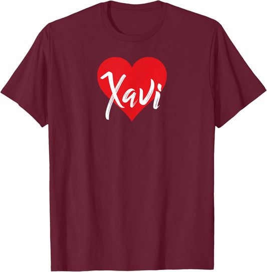 I Love Xavi First Name I Heart Named T-Shirt - T-Shirt | Maroon