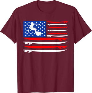 4th Of July USA Surfboard American Surfboarder Patriotic T-Shirt - T-Shirt | Maroon