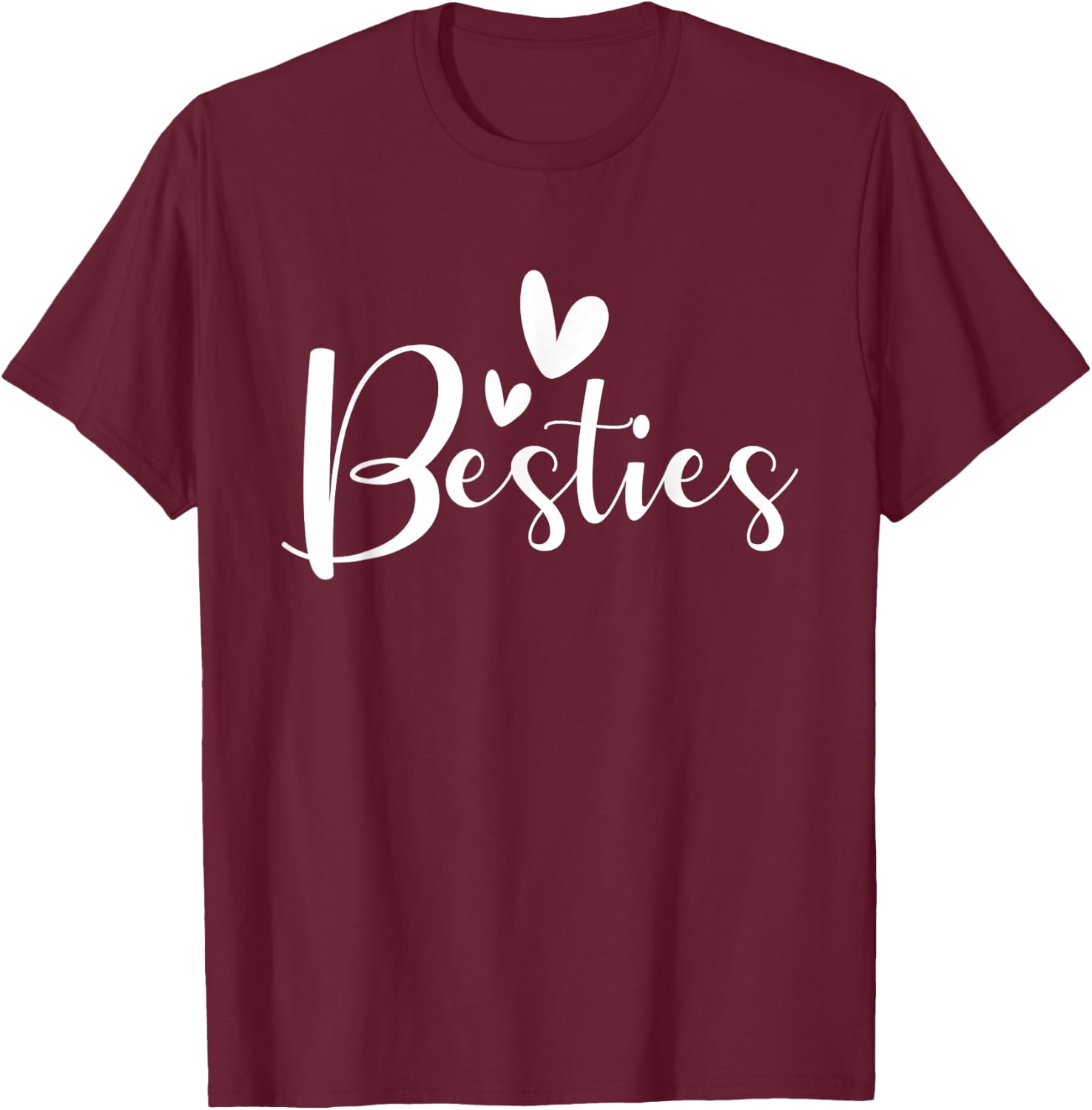 Besties - Crew Heart Matching Friends Friendship Best Friend T-Shirt - T-Shirt | Maroon