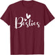Besties - Crew Heart Matching Friends Friendship Best Friend T-Shirt - T-Shirt | Maroon
